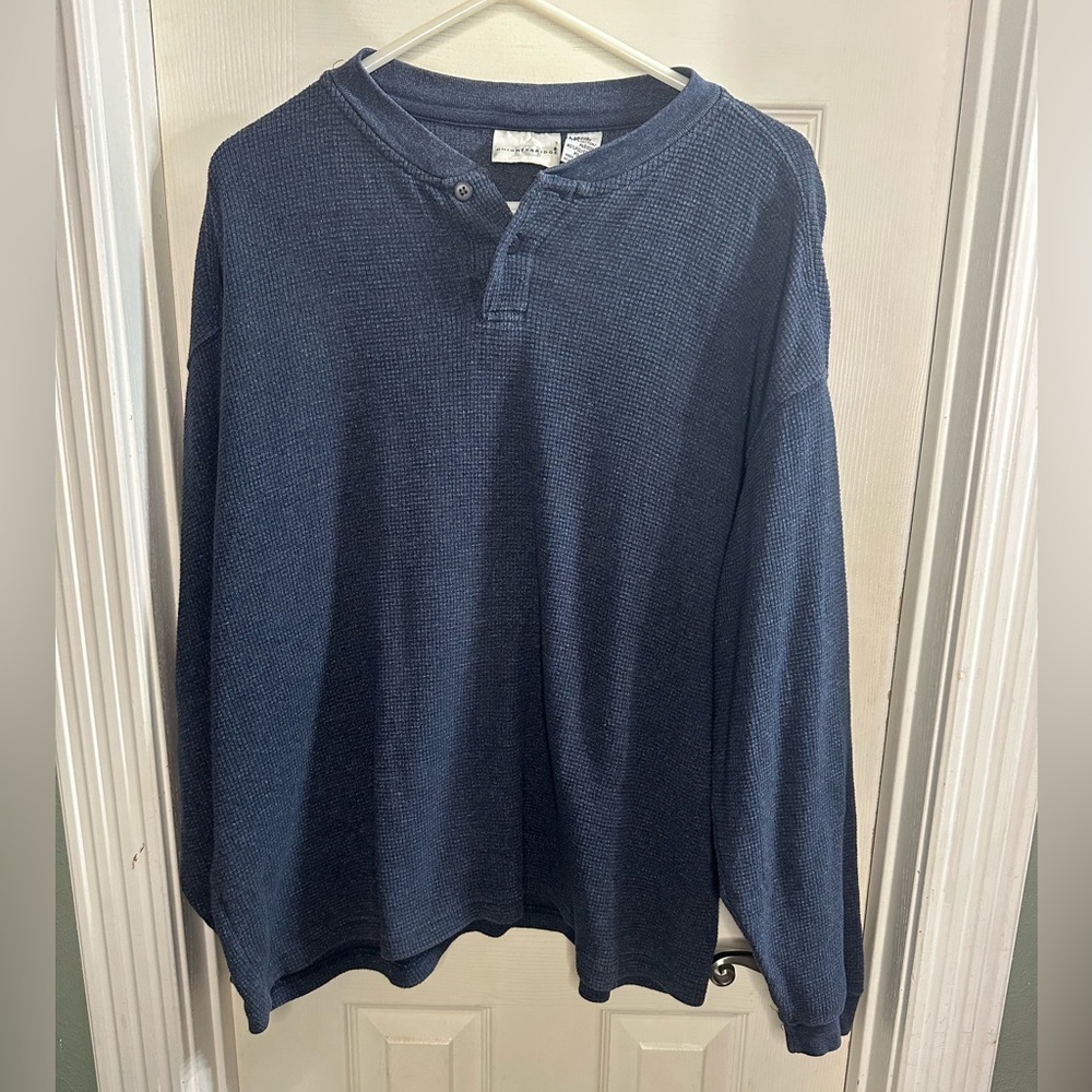 Knightsbridge Men’s long sleeve button waffle pullover